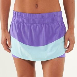 Rare LULULEMON Breeze By Skirt Power Purple Aquamarine Blue Size 4 Tennis Prep